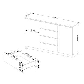 KOMODA K160 2D 4SZ CLP PK BIELA