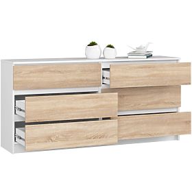 KOMODA K160 6SZ CLP PK BIELA / SONOMA