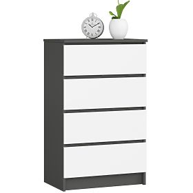 KOMODA K60 4SZ CLP PK GRAFITOVÁ ŠEDÁ / BIELA