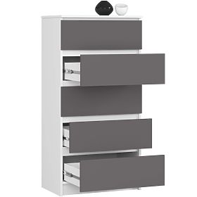 KOMODA K60 5SZ CLP PK BIELA / ŠEDÁ