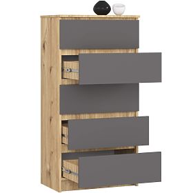 KOMODA K60 5SZ CLP PK DUB ARTISAN / ŠEDÁ