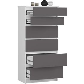 KOMODA K60 6SZ CLP PK BIELA / SIVÁ