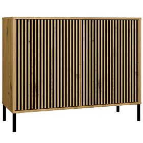 Komoda KAMARO 2D SLIM DUB ARTISAN Lamelový Predný Ryhovaný