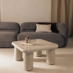 Konferenčný stolík Cherry 70 cm, tmavo béžový, lesklý