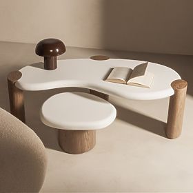 Konferenčný stolík Floe 125 cm, biely/orech