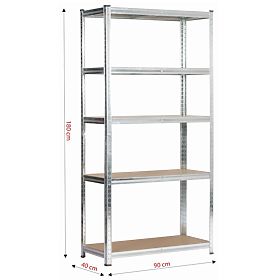 KOVOVÝ REGÁL 90x40x180 STRIEBORNÝ