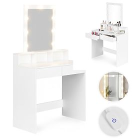 Kozmetický toaletný stolík so zrkadlom a LED osvetlením 3 farby nastavenia jasu ModernHome