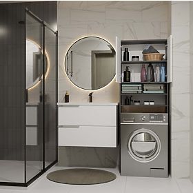 Kúpeľňová Skrinka nad Práčku POLA DK ANTRACIT BIELA Regál Stĺpik 180X64X30