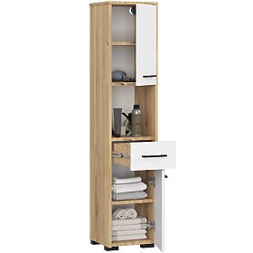 KÚPEĽŇOVÝ REGÁL FIN STĹP 30 2D 1SZ 1W 140cm PK ARTISAN / BIELA