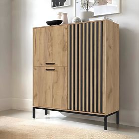 LAMINO KM-2 komoda dub craft/čierna, nohy: čierne