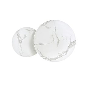 MERCURY 2 sada 2 lavíc, rám - strieborný, sklo - biely mramor (1p=1ks), Halmar