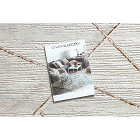 Moderný koberec DUKE 51557 krémová / zlatá - Geometrický, štruktúrovaný, veľmi jemný, strapce