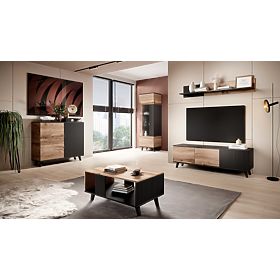 Nástenná polica RANDOM P-1 - Dub Wotan/Čierna, Halmar