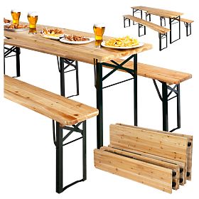 Oceľovo-drevená sada LAGER: stôl + 2 lavice 220 cm