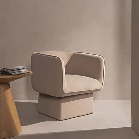 Otočná stolička One svetlo béžová, velúr, lectus