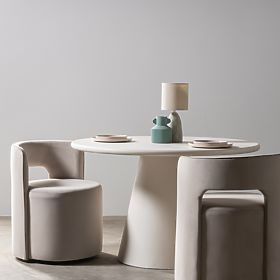 Otočná stolička Raval béžová, zamatová, zaoblená