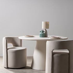 Otočná stolička Raval béžová, zamatová, zaoblená