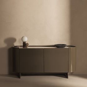 Oválna komoda Nari, zelená/šedá, spiek, lesklá