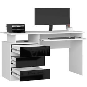 PÍSACÍ STÔL CLP 135cm PK BIELY / ČIERNY LESK