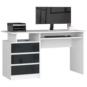 PÍSACÍ STÔL CLP 135cm PK BIELY / GRAFIT LESK