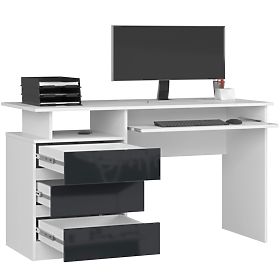 PÍSACÍ STÔL CLP 135cm PK BIELY / GRAFIT LESK