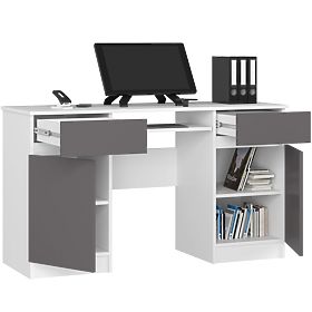 PÍSACÍ STÔL CLP A5 2D 2SZ PK BIELY / ŠEDÝ