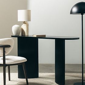 Písací stôl/konzola Pauline 140 cm, čierna, lamely, lectus