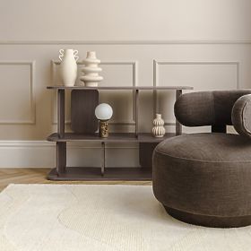 Relaxačné kreslo Dolce, oblé tvary, hnedé espresso, orech, lectus