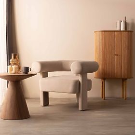 Relaxačné kreslo Hella svetlo béžové, zamatové, zaoblené, lectus