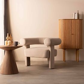 Relaxačné kreslo Hella svetlo béžové, zamatové, zaoblené, lectus