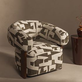 Relaxačné kreslo Maribel olivovo-krémové/orech, oblé tvary, lectus