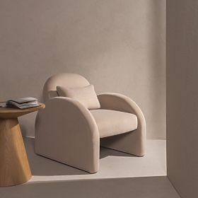 Relaxačné kreslo Rainbow svetlo béžové, zamatové, zaoblené, lectus