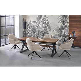 Rozkladací stôl BARON, orechový / čierny (2p=1ks), Halmar