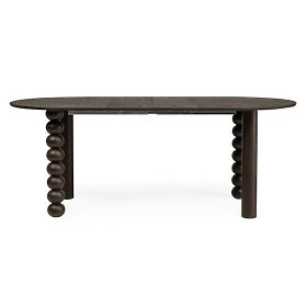 Rozkladací stôl Bolla 140-200 cm, dubová dyha, orech, dekoratívna noha s guľami, oválna doska