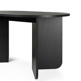 Rozkladací stôl Mou 140-200 cm, čierny so štruktúrou dreva, oválna doska