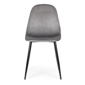 Sada 4 zamatových stoličiek do jedálne a obývacej izby - sivé