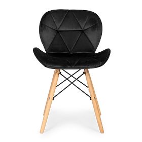 Sada 4 zamatových stoličiek do jedálne a obývačky - čierne, MODERNHOME