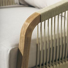 Sada záhradného nábytku Castello, pletenina, akáciové drevo FSC, teakový vzhľad, béžová