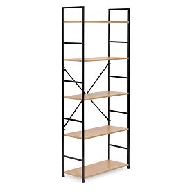 Široký moderný drevený regál LOFT s 5 policami, MODERNHOME