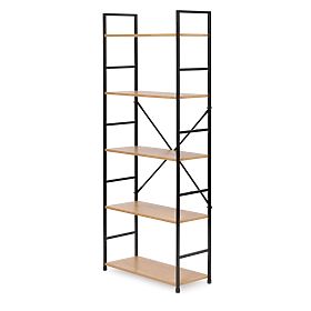 Široký moderný drevený regál LOFT s 5 policami, MODERNHOME