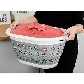 Skladacia oválna misa 50 x 37 cm bielo-sivá OVAL COMPACT 25L