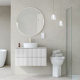 Skrinka pod umývadlo na dosku Grita 80 cm, biela, vlnitý čelný panel