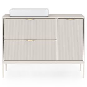 Skrinka pod umývadlo na dosku Livia 100 cm, kašmírová, kovové nožičky, ryhovaná