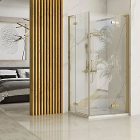 Sprchový kút REA Hugo Double 100x100 Zlatý Kartáčovaný, Rea