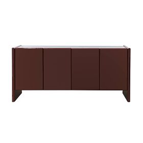Štvordverová komoda Loren, bordová/hnedá, mramor, lesklá