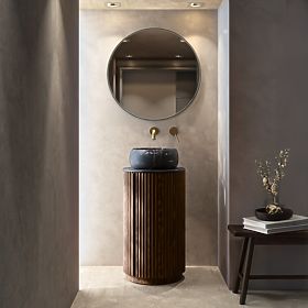 Súprava skrinky s doskou a umývadlom La promessa 40 cm, ryhovaná, zaoblená, tmavý orech/čierna