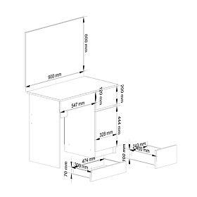 TOALETKA SO ZRKADLOM CLP P-2/SL 900x600 PRAVÁ PK BIELA