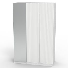 Trojkrídlová skriňa Neroli, zrkadlo/jednoduché drážky, biela