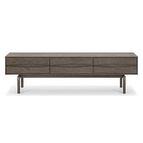 TV skrinka Quadri so zásuvkami, masívne dubové drevo, dyha, espresso hnedá, lectus