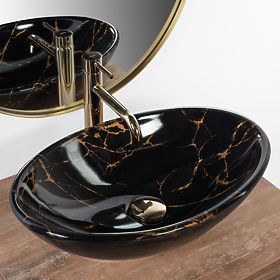 Umývadlo na dosku REA Pamela Black Marble Shiny